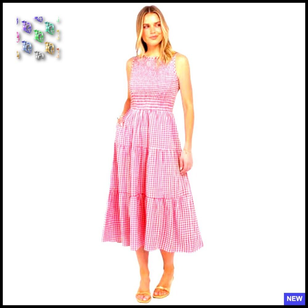 Sleeveless Maxi Dress Smocked Bodice Tiered Boho Casual Beach Sundress - Picture 4 of 7